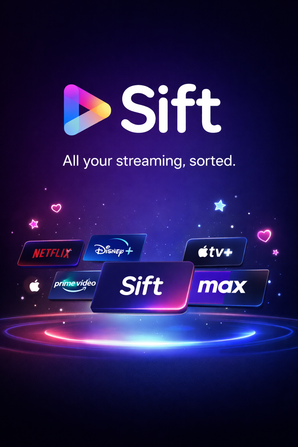 Sift app interface preview showing watch discovery and service filtering